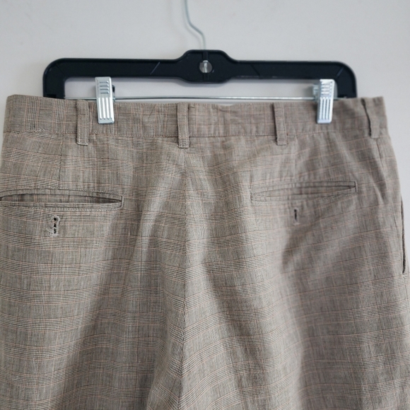 J. J. Farmer Men's Herringbone  Linen Plaid Front Pleated Shorts Size 34 - Picture 6 of 9